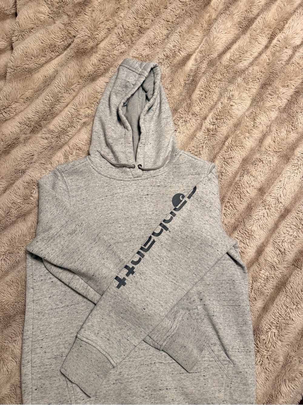 Carhartt Men's Light Gray Crewneck Hoodie with Sleeve Logo